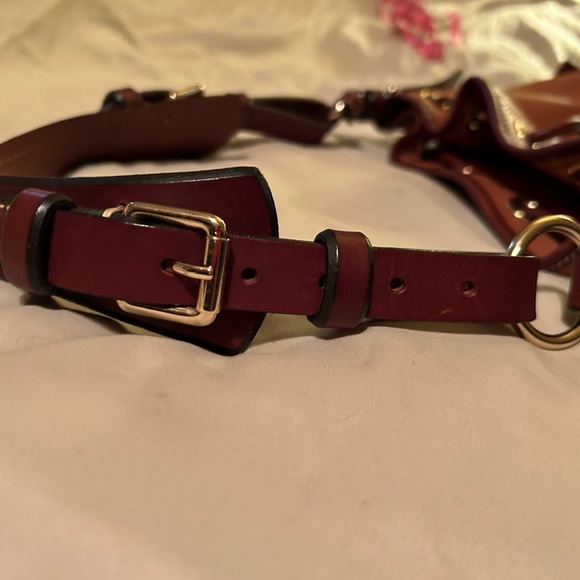 NWOT Dooney & Bourke Drawstring Leather Tote in Caramel w red interior.Flawless! - Picture 3 of 11